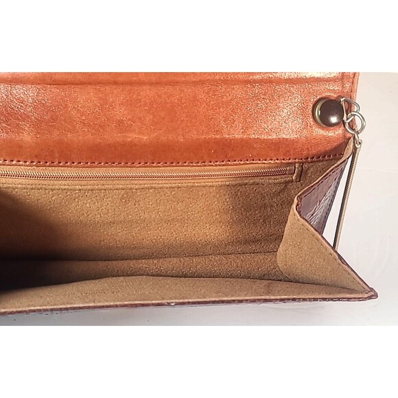Snakeskin Clutch with Gold Chain Brown Snake Shoulder Bag Purse 70's Very Nice - Picture 7 of 16